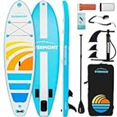 Overmont SUP Aufblasbares Stand Up Paddle Board Set mit Paddleboard Zubehör, einschließlich Verstellbares Paddel, Pumpe, Abnehmbarer Flosse, Surfboard Leash, wasserdichter Taschenrucksack