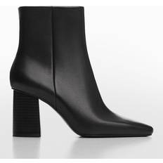 Mango Ankle Boots Mango Guindo Square Toe Leather Ankle Boots, Black