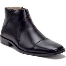 Ankle Boots Jazamé Men's 49904 Leather Lined Double Zip Cap Toe Dress Bootie Ankle Boots, Black