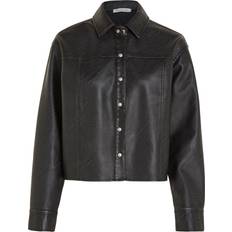 Polyurethane Shirts Calvin Klein Jeans Boxy Faux Leather Shirt Black