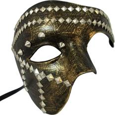 Men Half Masks Bronze Steam Punk Metal Stud Phantom Half Face Halloween Masquerade Mask