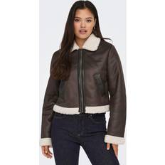 Marron - Veste en cuir Vestes Only Veste en Simili Cuir Betty - Marron