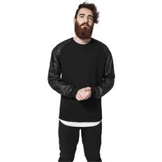 Leather - Men Jumpers Urban Classics Classic Raglan Leather Imitation Crew T-Shirt - Noir