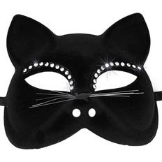 Children Half Masks Skeleteen Venetian Black Cat Mask Masquerade Costume Half Face Eye Mask for Kids and Adults