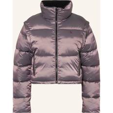 Calvin Klein Purple Outerwear Calvin Klein Removable Sleeve Padded Cropped Coat, Metallic Amaranth