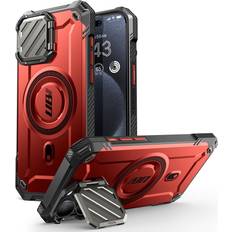 Supcase UB Mag XT for iPhone 15 Pro Case 6.1' with Camera Cover, [Compatible with MagSafe] Heavy Duty Rugged Case with Built-in Kickstand Red