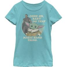 T-shirts Fifth Sun Girl Star Wars: The Mandalorian Come on Baby Do That Magic Hand Thing Graphic Tee Tahiti Blue