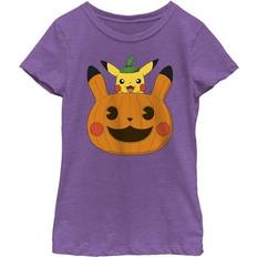 Nintendo Girl Pokemon Halloween Pikachu Jack-O -Lantern Graphic Tee Purple Berry