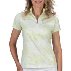 Multicolored - Women Polo Shirts Nancy Lopez Women's Short Sleeve 1/4 Zip Lush Golf Polo, 3X, Pistashio Multi