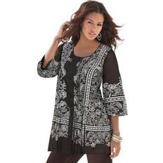 Paisley Clothing Roaman's Plus Monique Printed Big Shirt by in Black Mirrored Paisley Size W