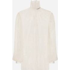 Bloemen Blouses Dolce & Gabbana Floral Lace Turtle-neck Blouse White Lace