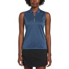 Callaway Tank Tops Callaway Womens Solid 1/4 Zip Sleeveless Heather Polo TRUE NAVY