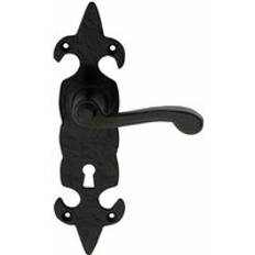 Building Materials Loops PAIR Forged Scroll Lever Handle on Lock Backplate 206