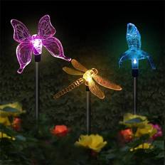 Multicoloured Garden Ornaments Perfet Solar Garden Lights Multi-Color Changing Bird Butterfly Dragonfly Solar