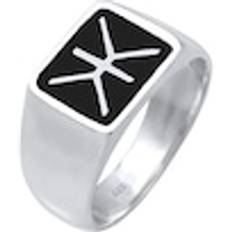 Kuzzoi Ring Herren Siegelring Emaille Logo Basic 925 Silber Ring 1.0 pieces