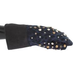 Léopard Gants et Moufles Dolce & Gabbana Gray Wool Shearling Studded Blue Leopard Gloves