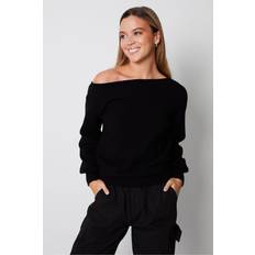 Threadbare 'Marilyn' Slash Neck Knitted Jumper Black