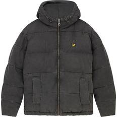 Lyle & Scott Mens Washed Wadded Hooded Insulated Jacket Navy Polyamide