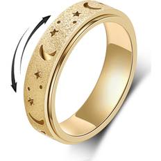 Titanium Ringe Titanium Stainless Steel Fidget Ring 6MM - Hollow Outer-Gold