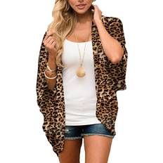 Leopard Cardigans Women's Lightweight Cover-up Kimono Cardigan LEOPARD