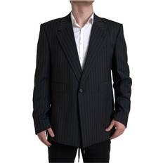 4XL Blazers Dolce & Gabbana Black Stripe Single Breasted SICILIA Blazer IT58