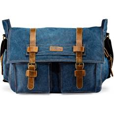 Canvas - Men Messenger Bags Gearonic Tm Men S Vintage Canvas and Leather Satchel School Military Shoulder Bag Messenger Large 17 Blue