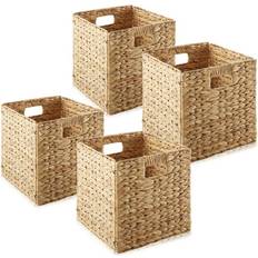 Casafield 10.5" 10.5" Water Hyacinth Storage Baskets, Natural Cube