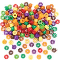 Brown DIY Baker Ross Baker Ross FE603 Kids Crafts Pony Beads Pack of 600, Autumn Coloured Beads for Children's Jewellery Making, Arts and Crafts for Kids Activities