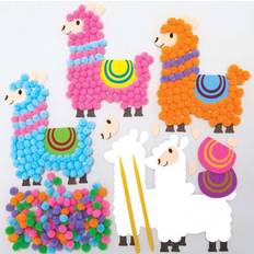 Selbermachen (DIY) Baker Ross Baker Ross AX741 Llama pom pom kit – paket med 5, kreativ konst och hantverkstillbehör för barn att skapa, dekorera och visa upp