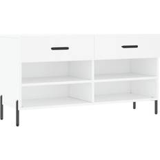 vidaXL Skobänk Vit 102 x 35 x 55 cm Skoställ