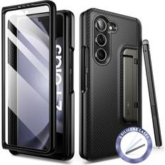 i-Blason Journey Series for Samsung Galaxy Z Fold 5 Case 2023 with Pen Holder & 3 Silicone Pen Covers, Full Body Protective Bumper Case with Built-in Screen Protector & Kickstand Black