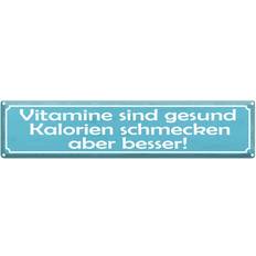 Blechschild 46x10 cm - Vitamine Gesund Kalorien Besser