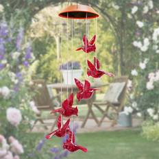 Garden & Outdoor Environment Perfet Solar Cardinal Red Bird Wind Chime Spinners Spiral