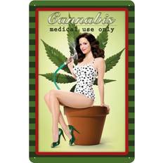 Einrichtungsdetails Blechschild Wandschild Pinup Cannabis