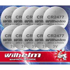 Wilhelm 10 x CR2477 3V 1070 mAh Lithium Knappbatteri Ø 24 x 7,7 mm