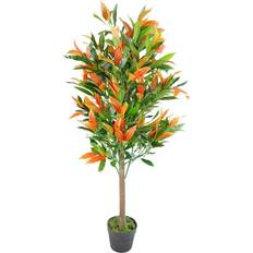 Red Decorative Items Leaf 130cm Red & Green Ficus Tree One Artificial Plant