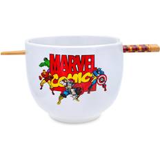 Cerámica Cuencos de sopa Silver Buffalo Marvel Comics The Avengers 20-Ounce Ramen Bowl and Chopstick Set Cuenco de sopa