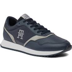 Tommy Hilfiger Blue Shoes Tommy Hilfiger Leather TH Monogram Runner Trainers DESERT SKY