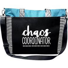 Turquoise Fabric Tote Bags Cute Zippered Pocket Canvas Tote Bag for Women Female Bosses Manager Chaos Coordinator Thank You Office Appreciation Gift Chaos Coordinator LouLou Teal