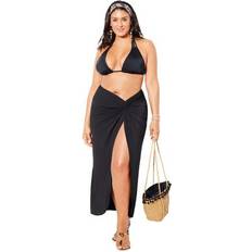 Black Swimsuit Cover-Ups & Sarong Wraps Swimsuits For All Plus Women's Wrinkle-Resistant Sarong Skirt Cover Up in Black Size 10/12