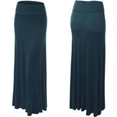 Turquoise - Women Skirts Women's Fold-over Maxi Skirt Teal