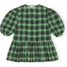 Ganni Polyester Blusar Ganni Omlottblus i Seersucker Dam Kortärmade Blusar - Grön