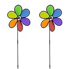 Ornamenti da giardino Relaxdays Girandola a Vento Set da 2 Forma a Fiore Giardino e Balcone 66x27x7 cm Colorata