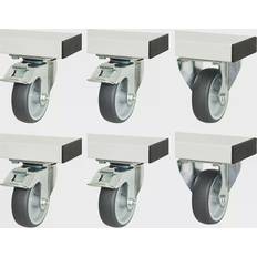 DIY Accessories Rau 4 swivel castors with wheel stop 2 fixed castors, 4 swivel castors with wheel stop 2 fixed castors, WxL 100 x 30 mm