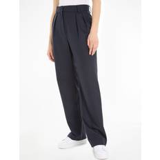 Tommy Hilfiger Vrouw Broeken & Shorts Tommy Hilfiger Relaxed Straight Pantalon Met Plooien - Lichtblauw