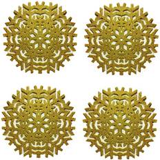 Gr8 Home Of 4 Glitter Christmas Snowflake Place Mat Gold