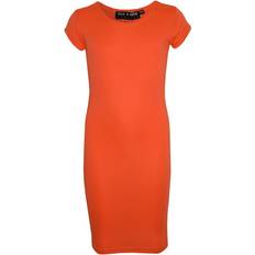 Orange Dresses A2Z Kids 11-12 Years, Neon Orange Gilrs Midi Dress Kids 100% Polyester Plain Bodycon Fashion Dresses Age 5-13 Year 11-12yrs