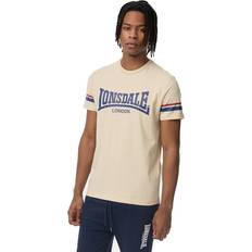 Lonsdale T-shirt för män normal passform CREICH, Sand/marin/röd, 3XL, 117363
