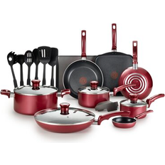 T-fal Essence 20 Piece Non-Stick Pots Pans Red Cookware Set