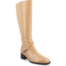 Journee Collection Womens Rhianah Stacked Heel Dress Boots, Wide, Brown Brown